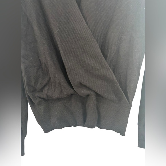 Ann Taylor Factory Black Wrap Front Knit Sweater XS Workwear Business Casual - Picture 4 of 8